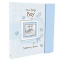 Christian Art Gifts Boy Baby Book of Memories Blue Keepsake Photo Album Our Baby Boy Memory Book Baby Book with Bible Verses, the First Year