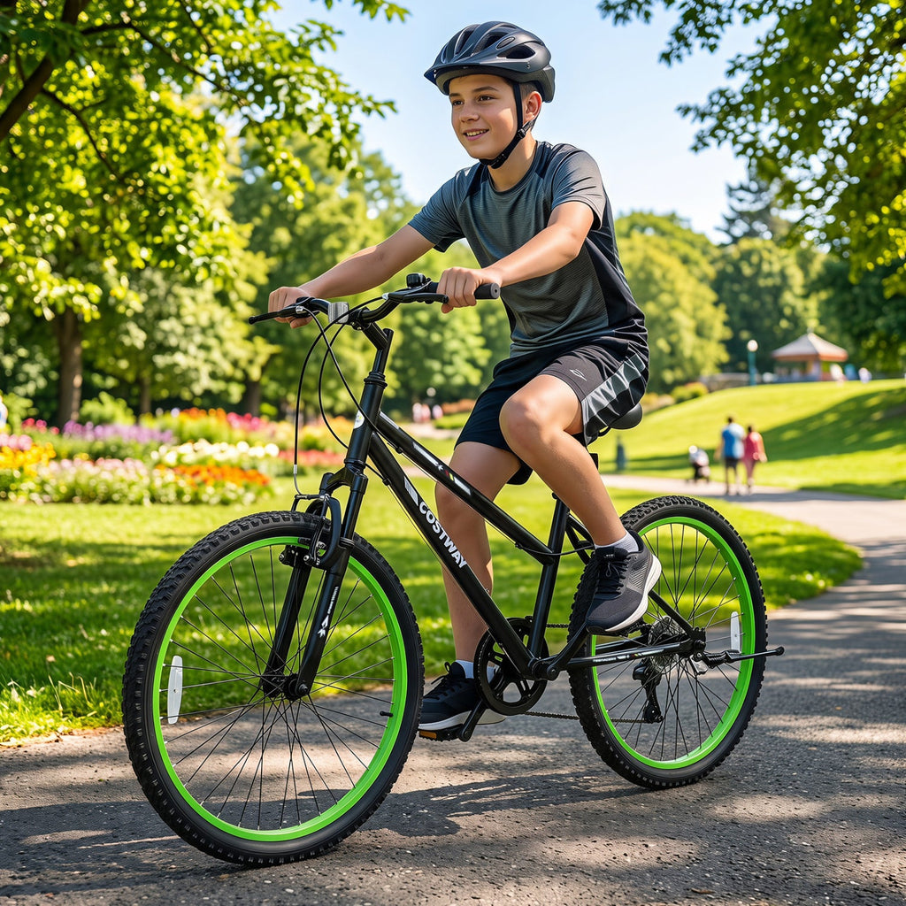 24 Inch Kids Mountain Bike Adjustable with 7 Speed and Suspension Fork