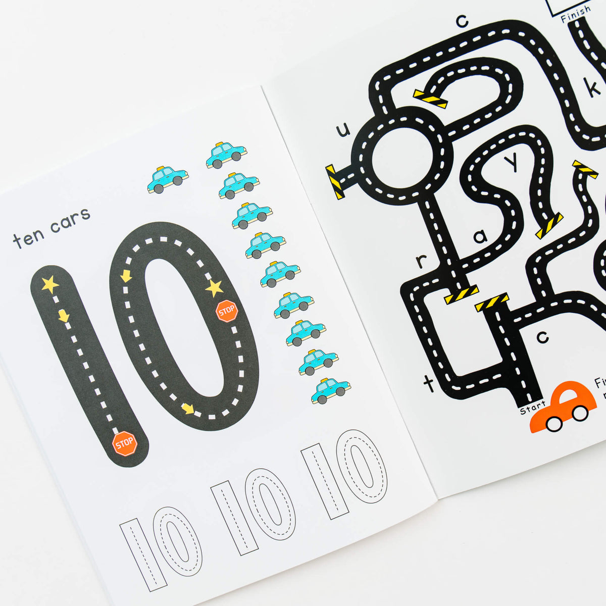 Road Trace Activity Book: Alphabet & Numbers Learning