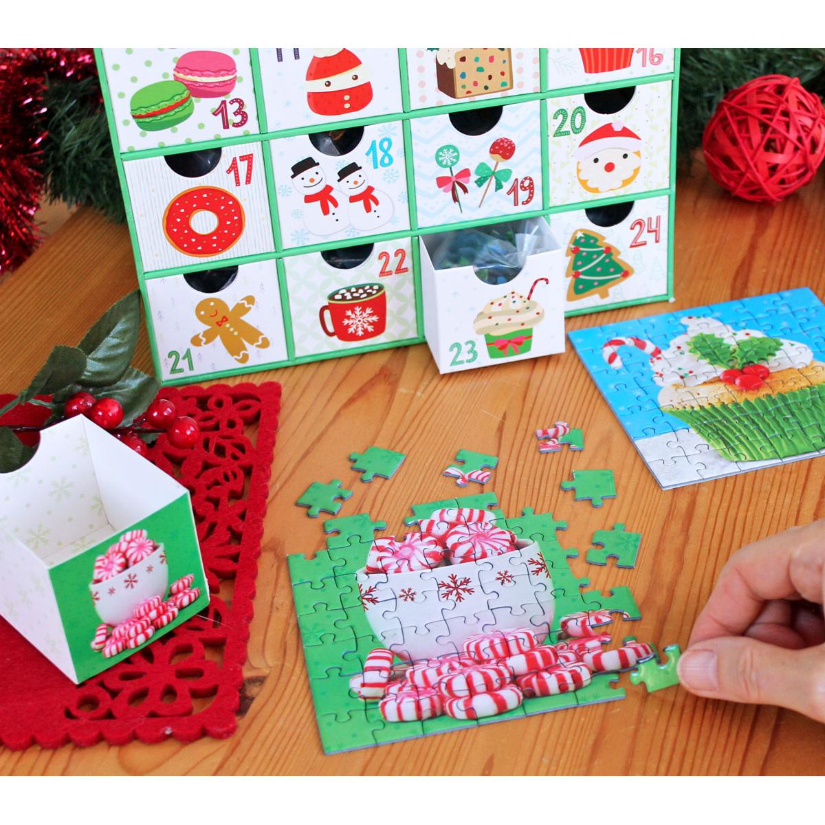 Sweet Christmas Advent Calendar - 24 Set of 50 Piece Mini Jigsaw Puzzles Eurographics