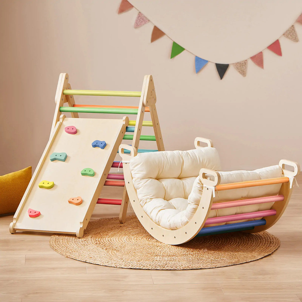 Tiny Land® 7-in-1 Rainbow Climbing Set with Play Pad
