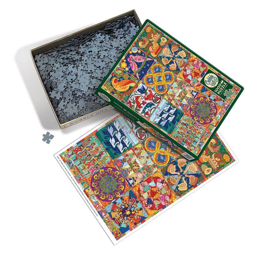Twelve Days of Christmas Quilt 1000 Piece Jigsaw Puzzle Cobble Hill