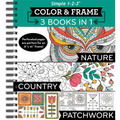 Color & Frame - 3 Books in 1 - Nature, Country, Patchwork (Adult Coloring Book)