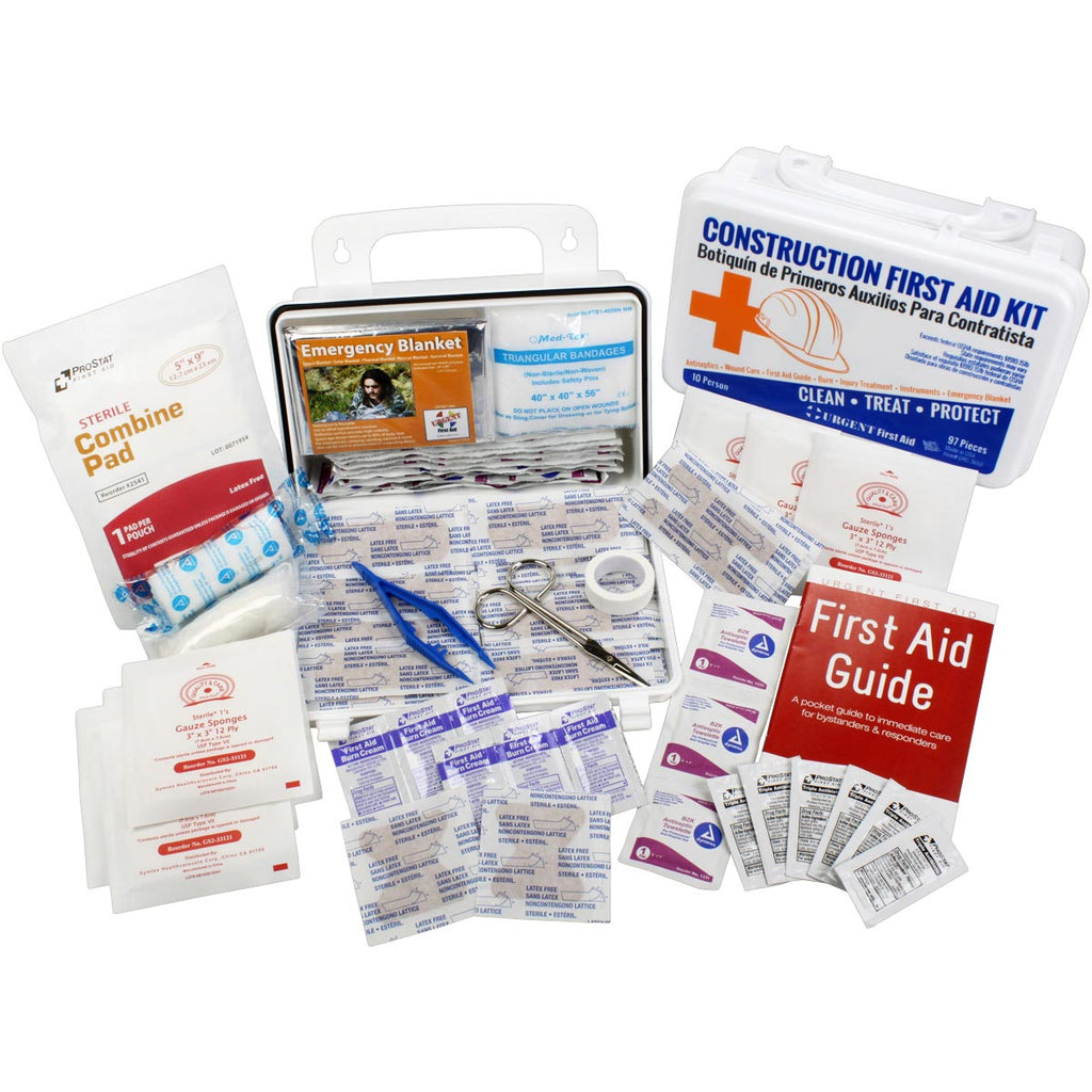 Bilingual OSHA Contractors First Aid Kit for Job Sites up to 10 People, 97 pieces