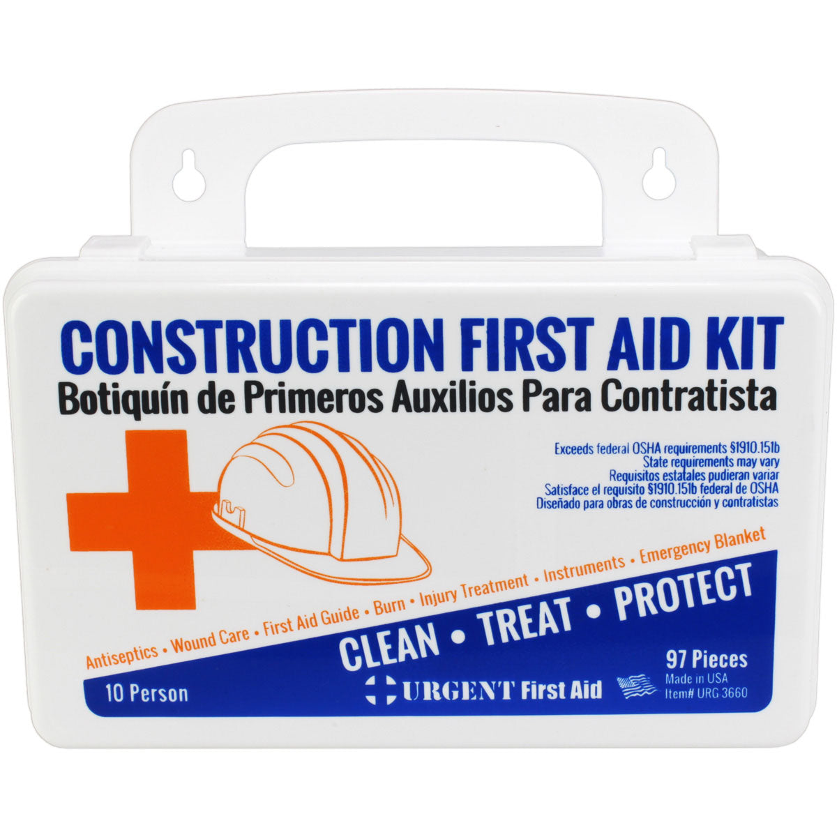 Bilingual OSHA Contractors First Aid Kit for Job Sites up to 10 People, 97 pieces