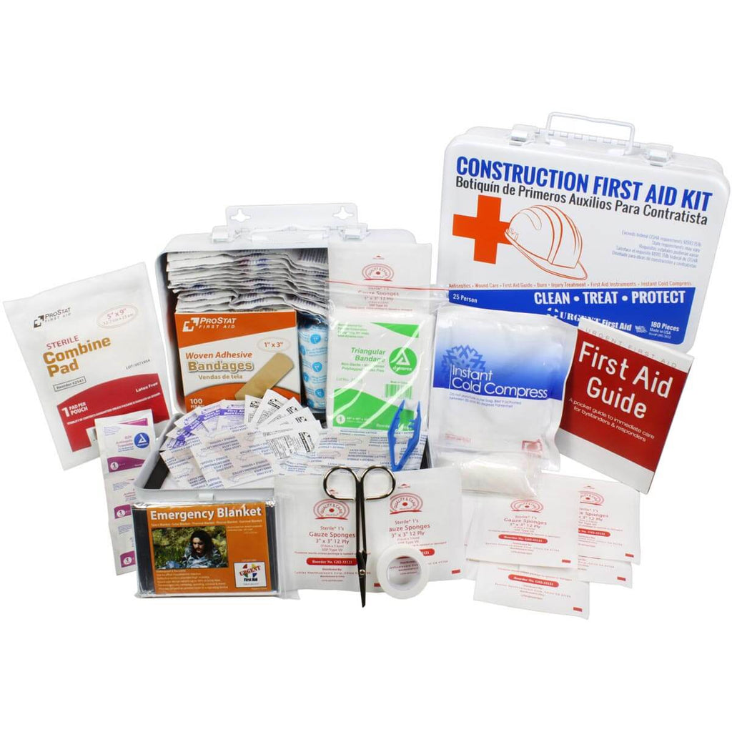 Bilingual OSHA Contractors First Aid Kit for Job Sites up to 25 People, 180 pieces