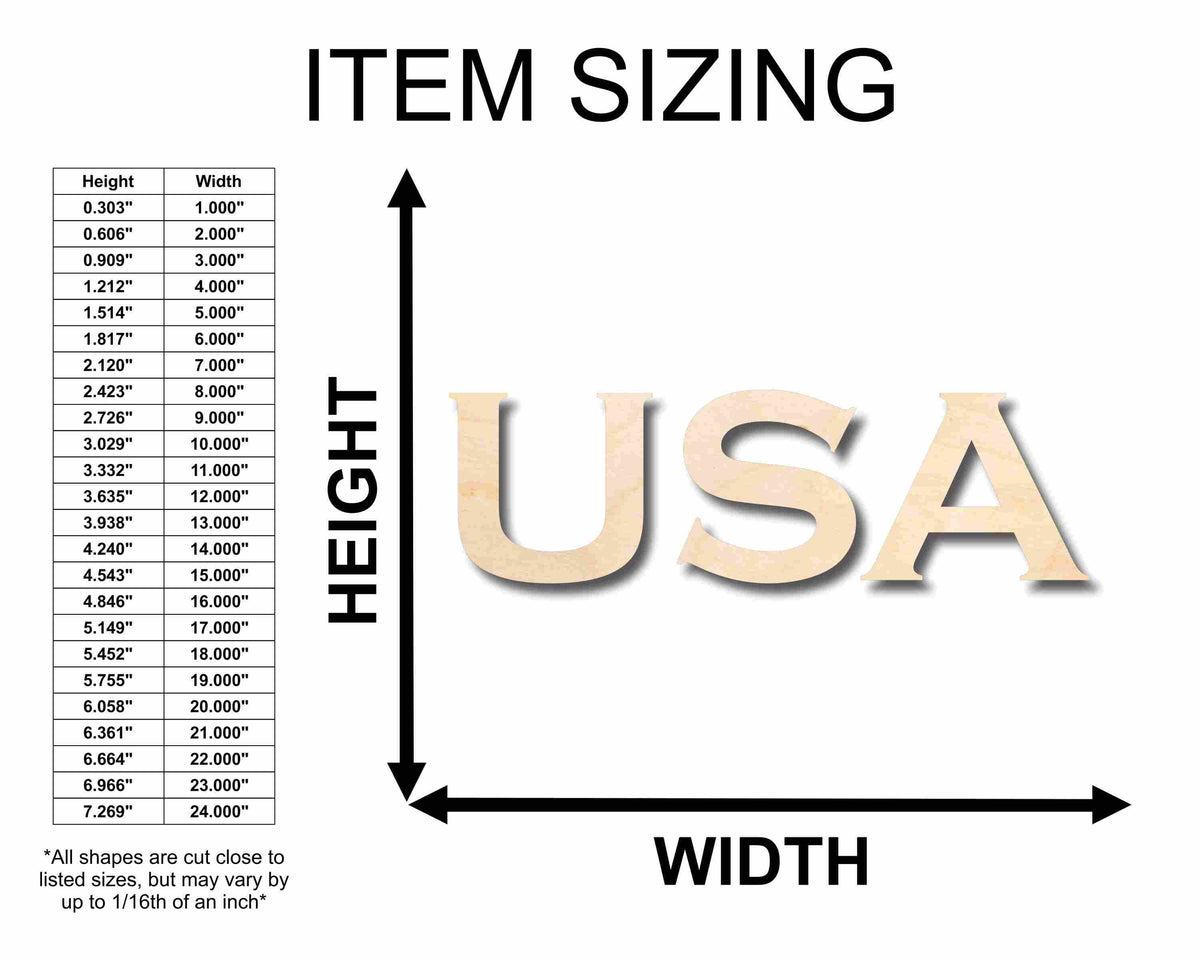 USA Block Letters Craft Unfinished Wood Cutout Font DIY handmade Gift