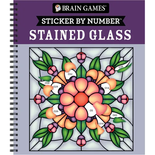 Brain Games - Sticker by Number: Stained Glass (28 Images to Sticker) - Spiral