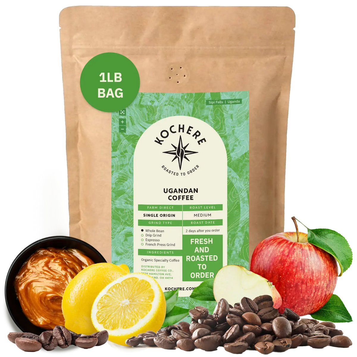 Kochere Coffee Ugandan Sipi Falls Single Origin, Organic Medium Roast - Raisin, Fig, Brown Sugar Notes