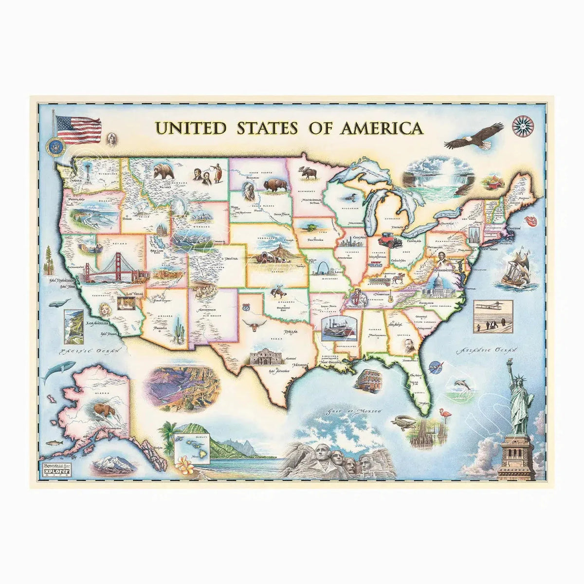 United States 1000 Piece Jigsaw Puzzle Xplorer Maps