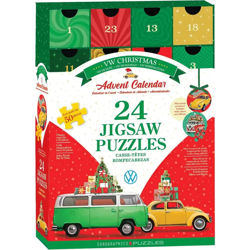 VW Christmas Advent Calendar - 24 Set of 50 Piece Mini Jigsaw Puzzles Eurographics