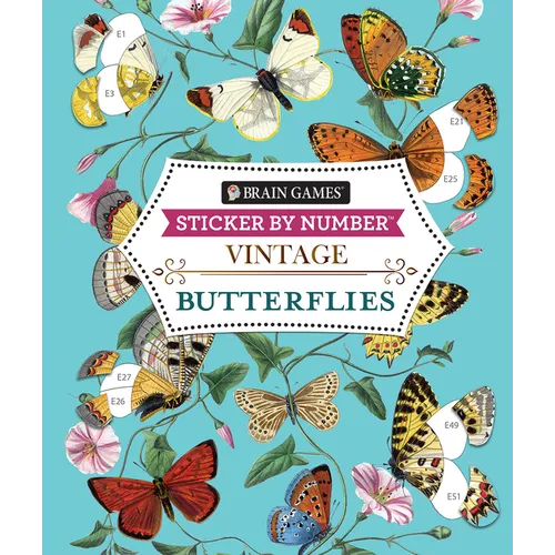 Brain Games - Sticker by Number - Vintage: Butterflies (28 Images to Sticker)