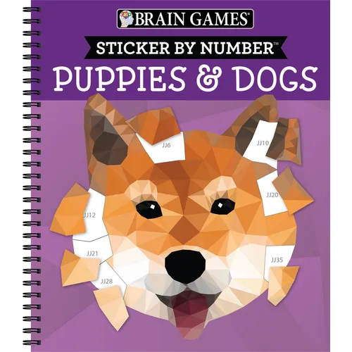 Brain Games - Sticker by Number: Puppies & Dogs - 2 Books in 1 (42 Images to Sticker) - Spiral