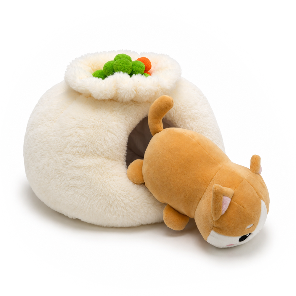 Meow Bao the Dumpling Kitty Plushie Set, 7.5" Adorable Soup Dumpling Stuffed Animal Toy for Kids