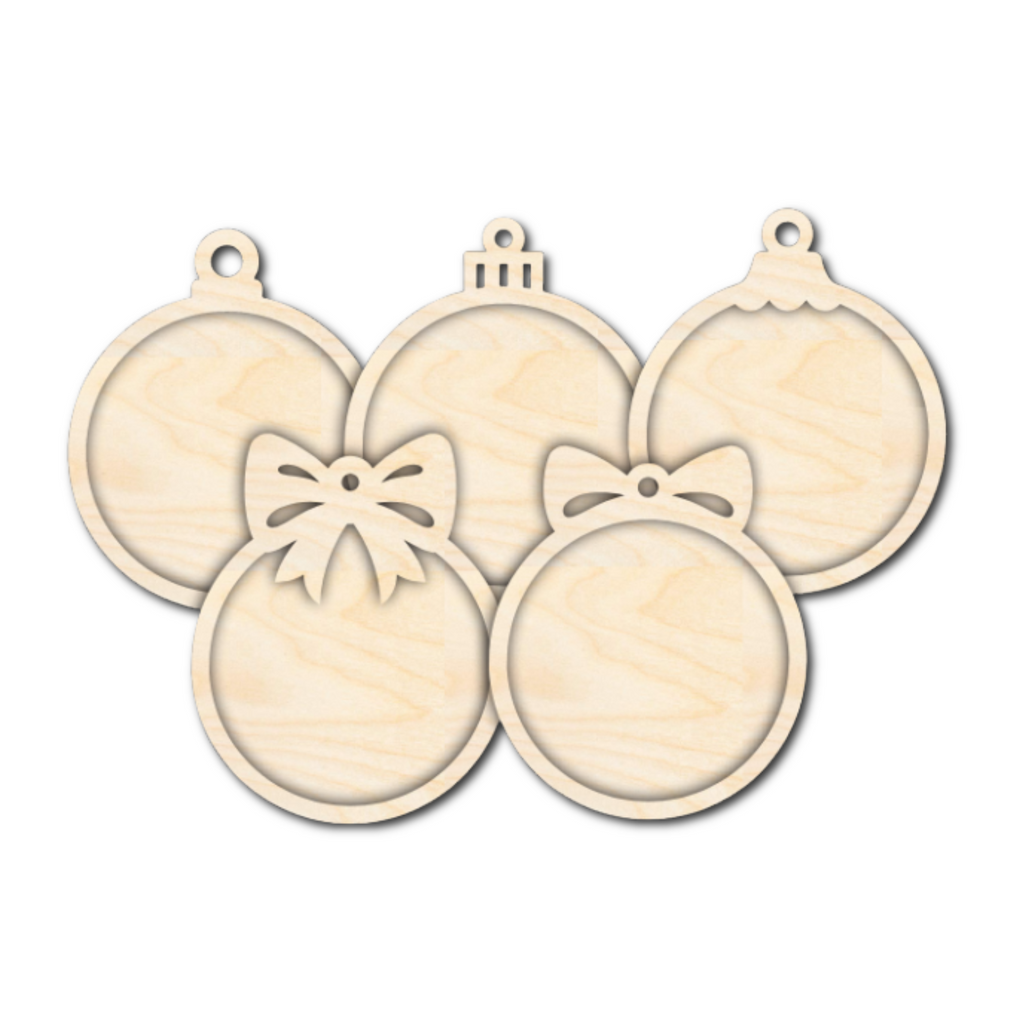 Unfinished Wood Layered Frame Christmas Ornaments | 7 Options | 2 Piece | 5" - 6" Tall | 1/8" Wood | Wood Craft DIY