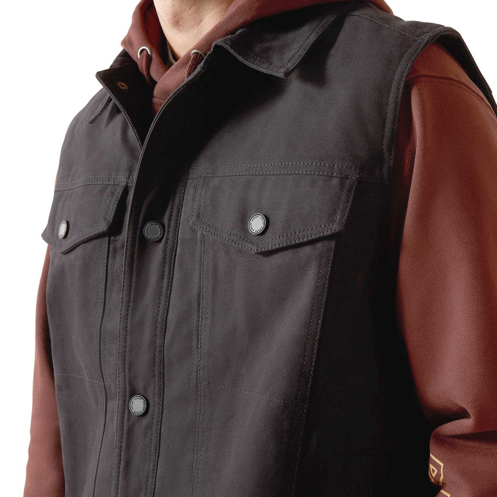 Ariat Men's Canvas Rancher Vest – Insulated Flannel-Lined Western Outdoor Vest