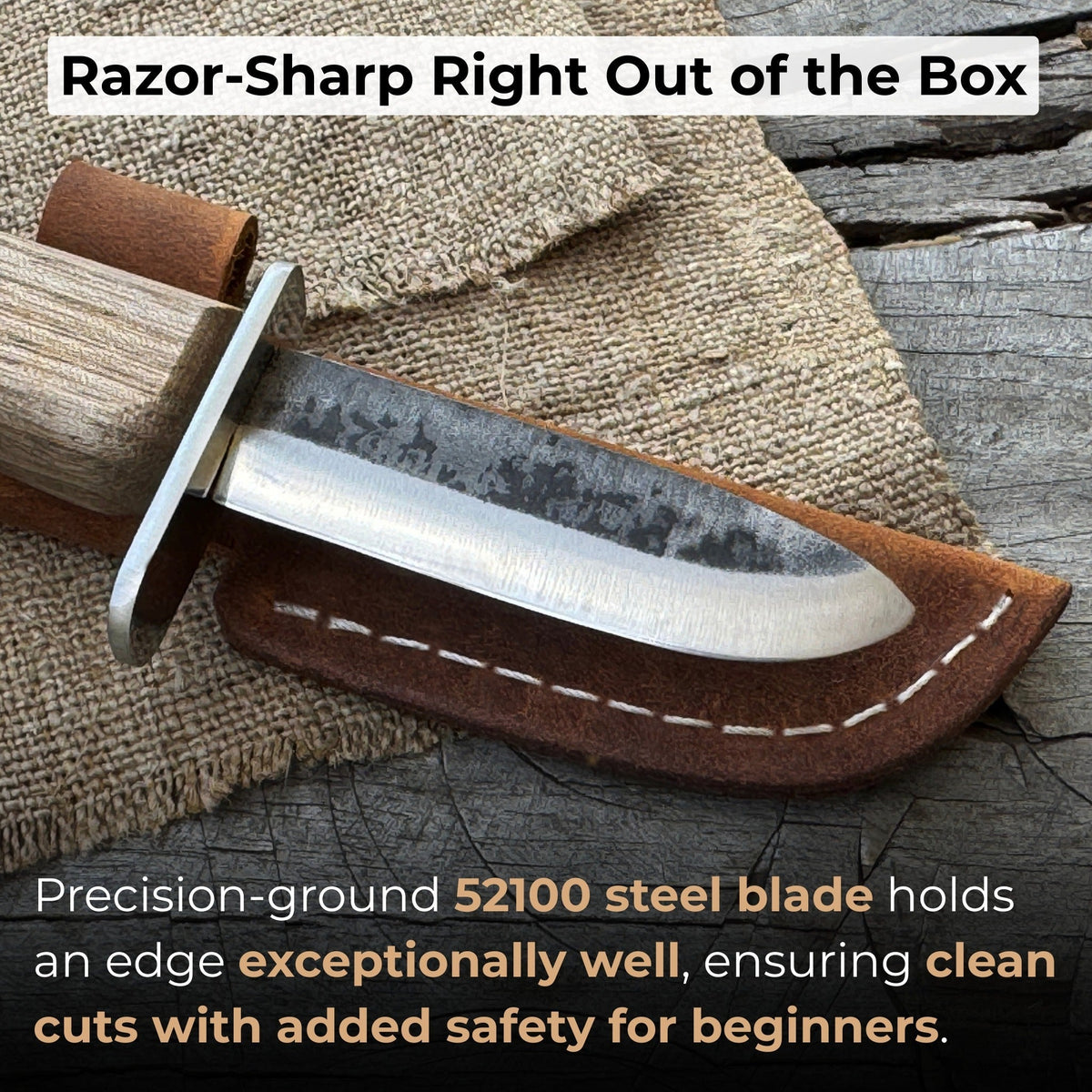 Beginner’s Woodcarving Knife with Leather Sheath, 6 cm (2.36 inches)