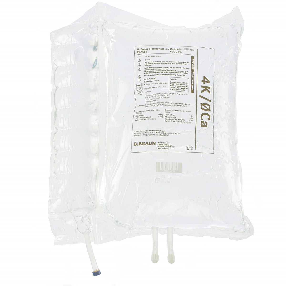 B. Braun Bicarbonate 25 Dialysate K4/Ca0 Hemodialysis Solution, 5000 mL Bag