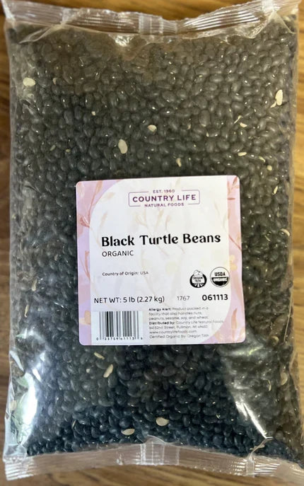 Black Turtle Beans, Organic - (REDUCED PRICE! - Contains splits 1# and 5# only)