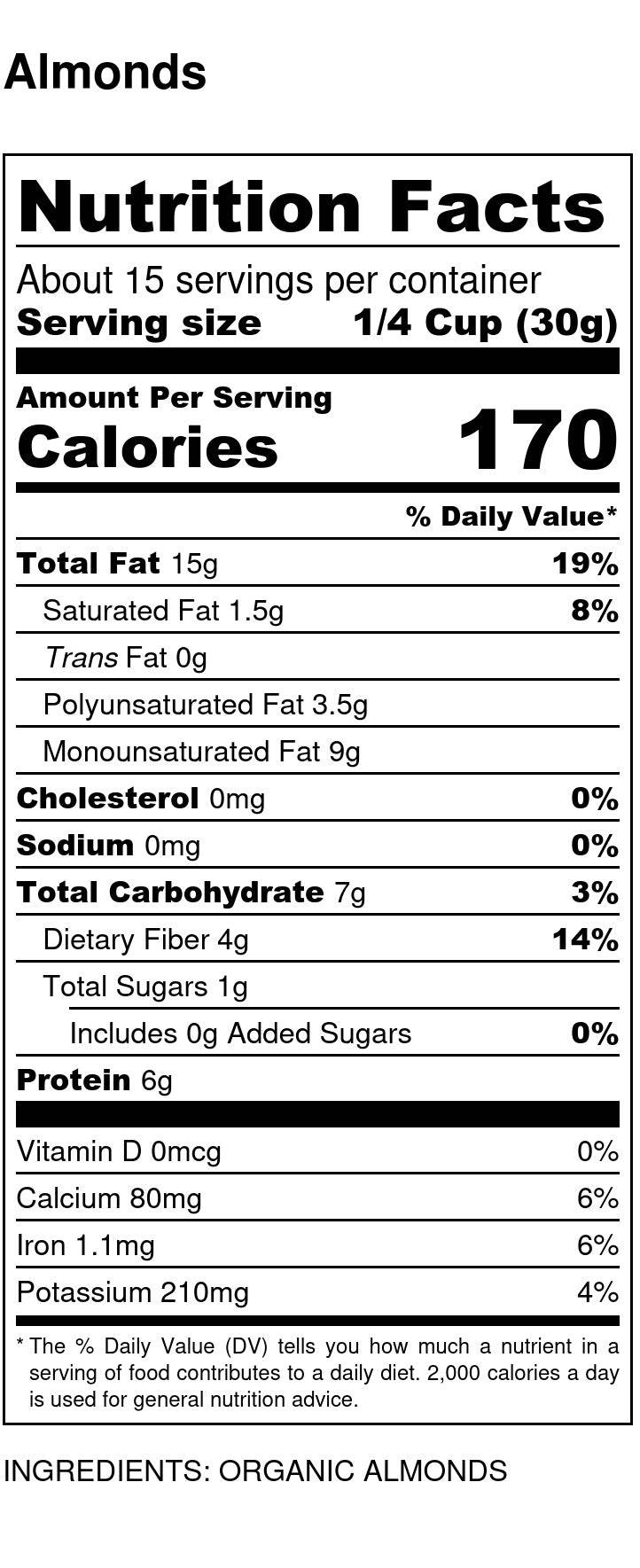 Almonds, Whole, Organic (Raw)