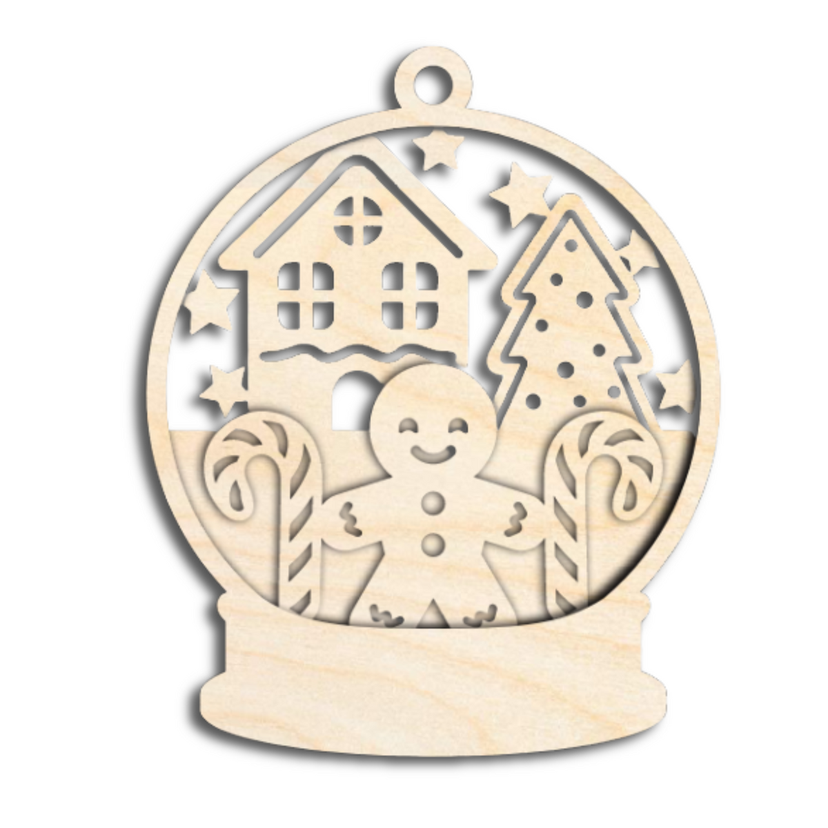Unfinished Wood Layered Snow Globe Christmas Ornaments | 3 Piece | 5" Tall | 1/8" Wood | Wood Craft DIY