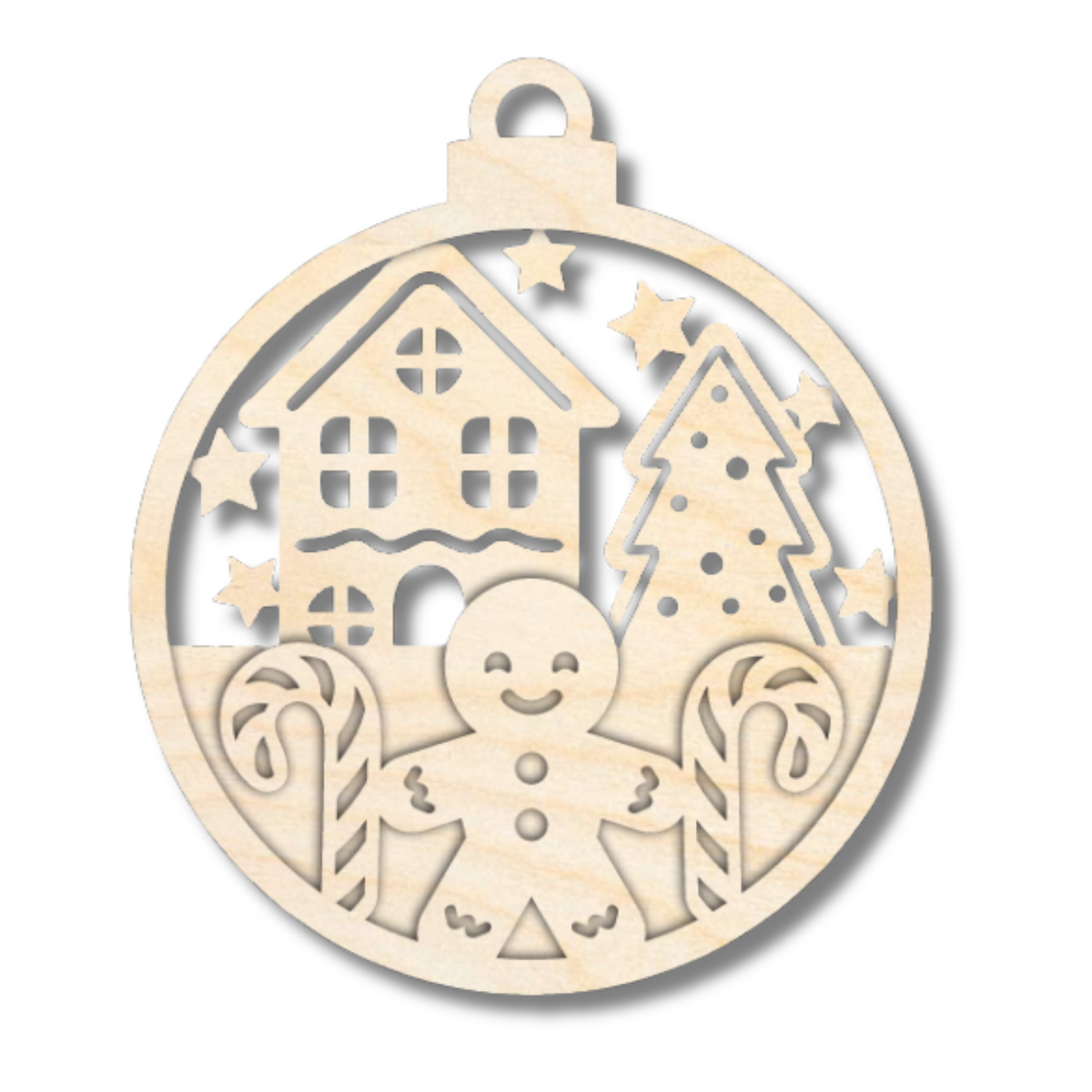 Unfinished Wood Layered Circle Christmas Ornaments | 2 or 3 Piece | 5" Tall | 1/8" Wood | Wood Craft DIY