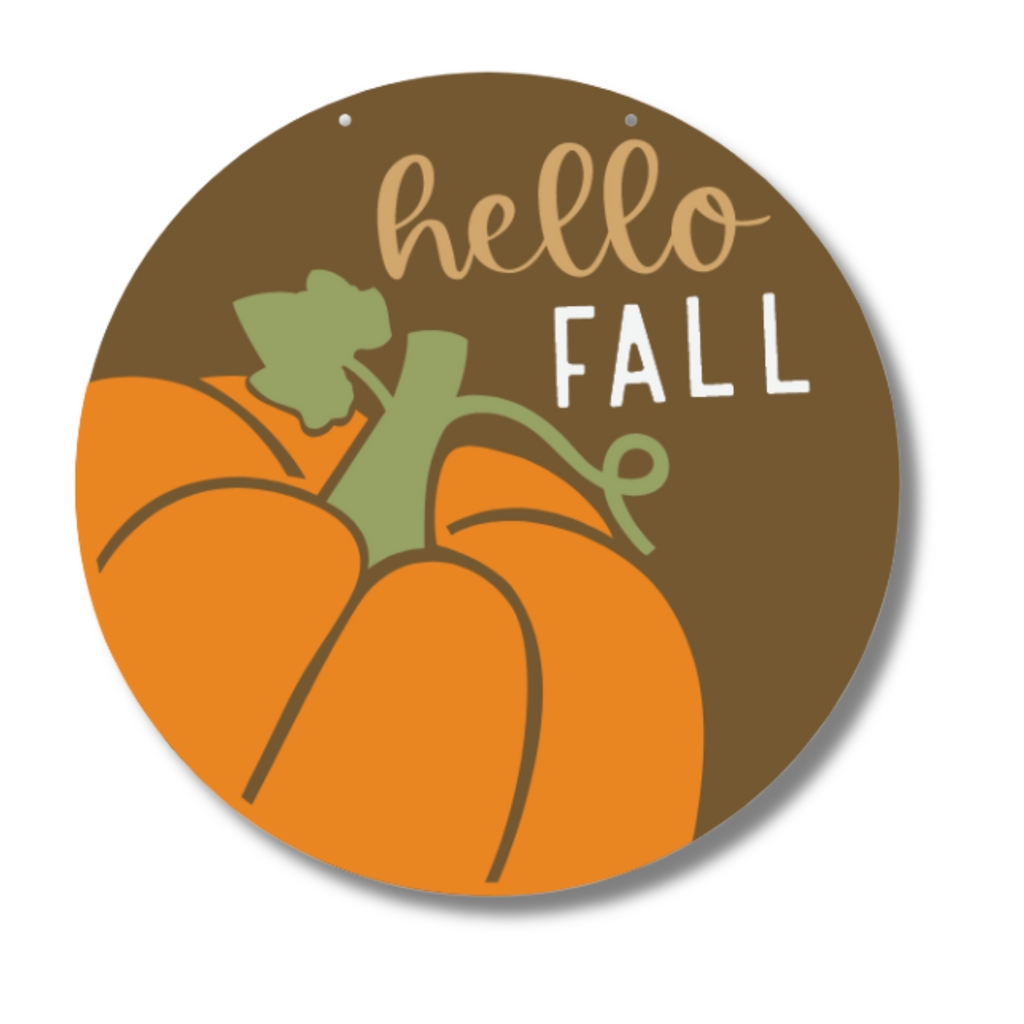 Unfinished Wood Hello Fall Pumpkin Door Sign Kit | Wood Craft Cutouts | 1/4" Thick |