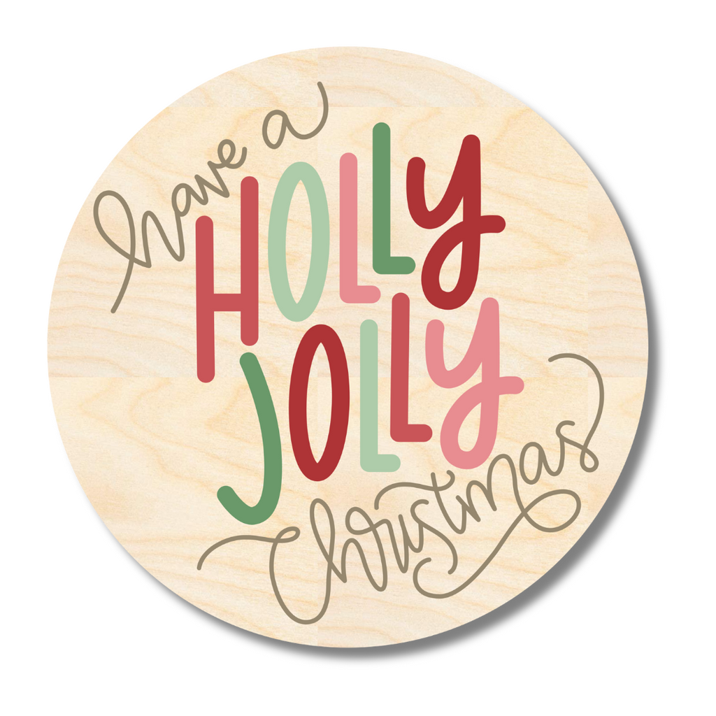 Unfinished Wood Holly Jolly Christmas Door Sign Kit | Wood Craft Cutouts | 1/4" Thick |