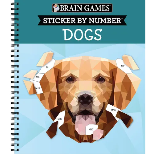 Brain Games - Sticker by Number: Dogs (28 Images to Sticker) - Spiral