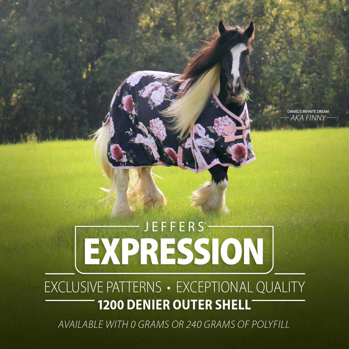 Jeffers Expression 1200 Denier Standard Neck Turnout Horse Blanket, 240 Gram