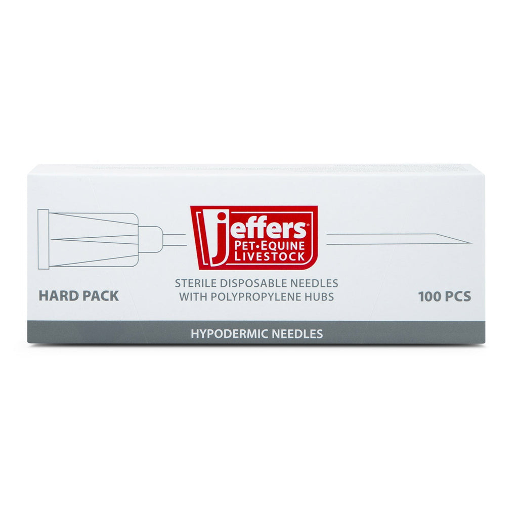 Jeffers Poly Hub Hypodermic Needles for Veterinary Use, Box of 100
