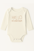 Hello I'm New Here Clay Organic Cotton Baby Bodysuit Long Sleeve