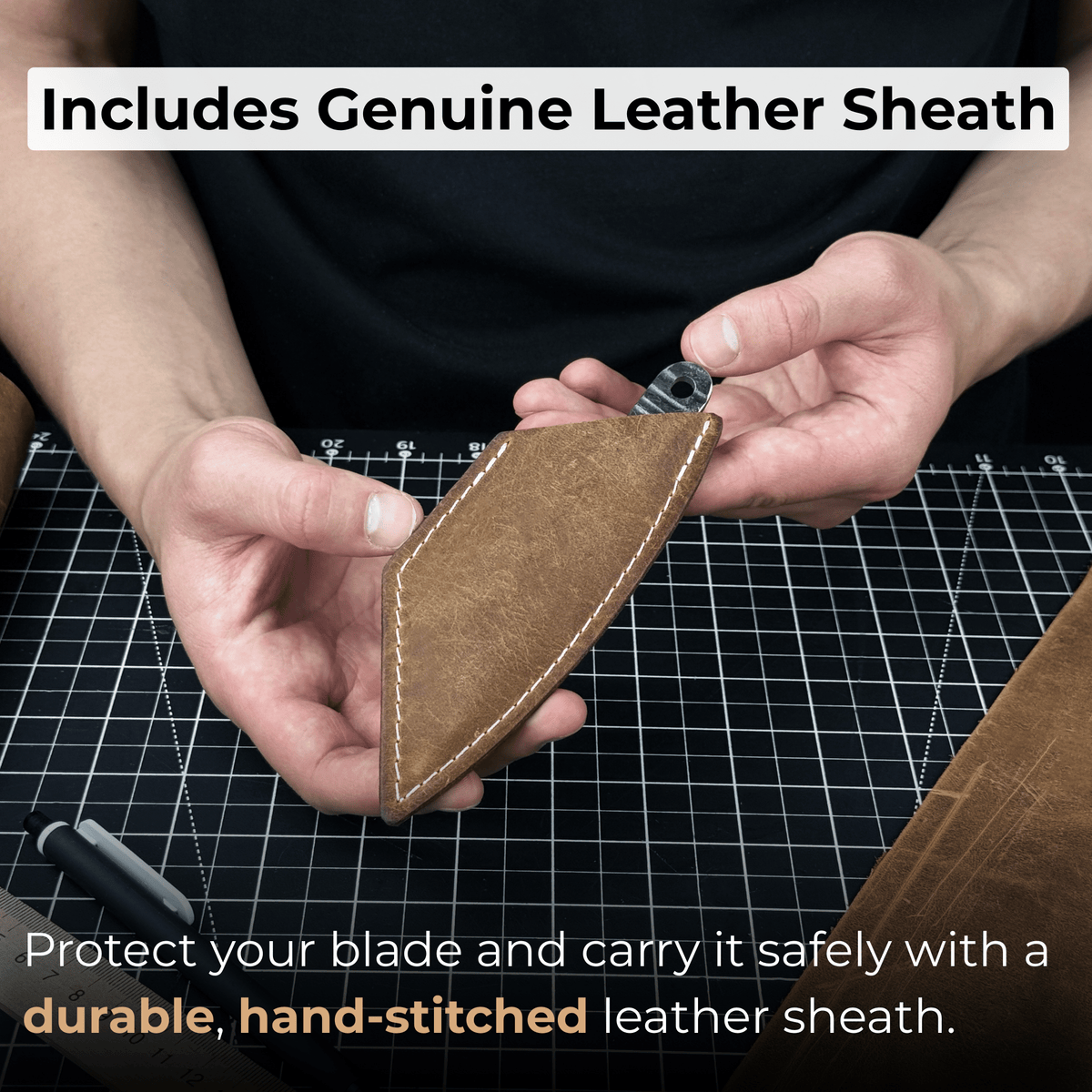Marking Knife Kiridashi with leather sheath, 4 cm (1.57 inches)