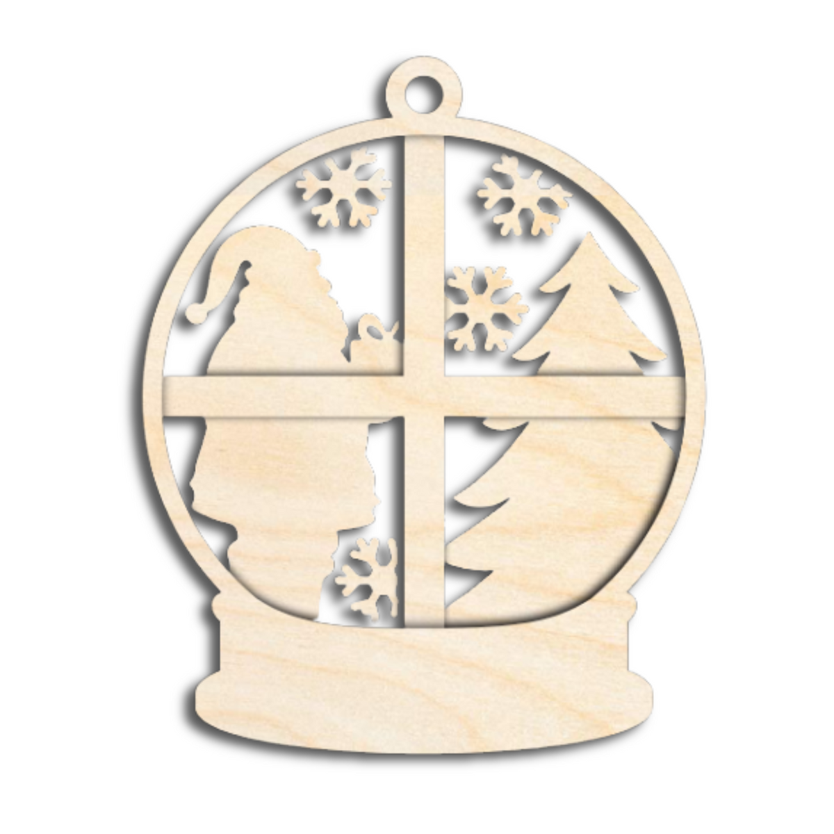 Unfinished Wood Layered Snow Globe Christmas Ornaments | 3 Piece | 5" Tall | 1/8" Wood | Wood Craft DIY