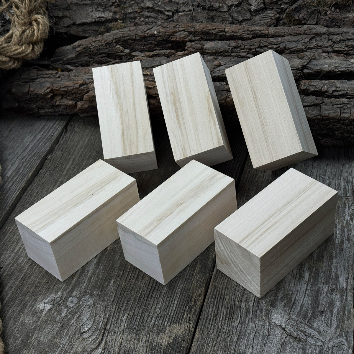 Set of 6 Linden Wood Carving Blanks, 10 × 5 × 5 cm (3.94 × 1.97 × 1.97 inches)
