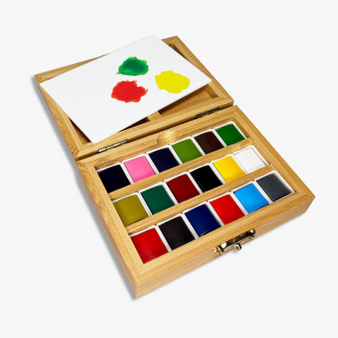 Watercolor Travel Set | Bamboo Case, Brushes, & Paper Pad